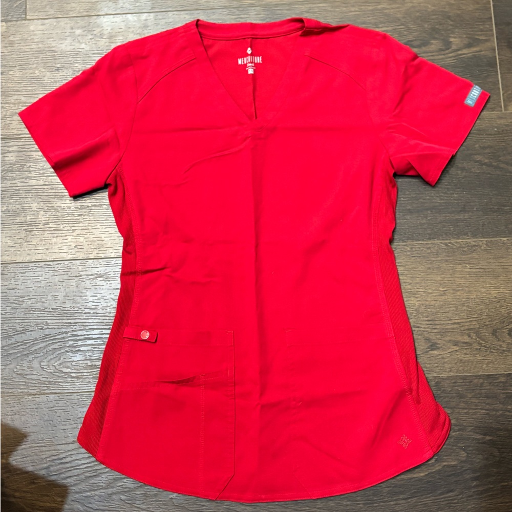 Med Couture Vivid Red Scrub Top